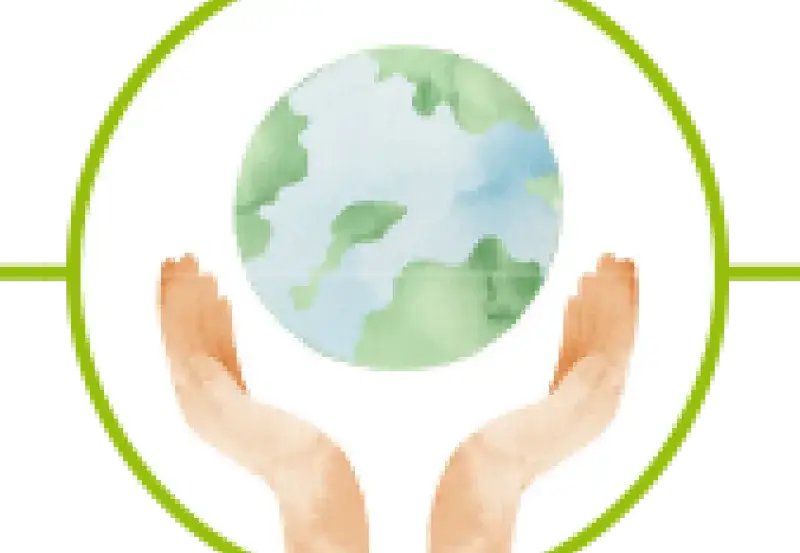 Pictogramme of hands holding planet earth