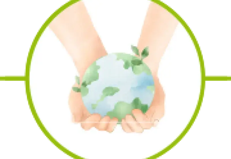 Pictogramme of hands holding the planet earth 