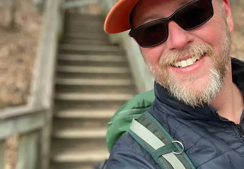 Selfie of Jonathana Laroche during a hike